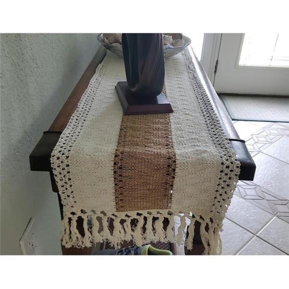 Farmhouse Table Runner Rustic Bohemian Boho Cottage Decor Long Dining Cloth 90" - Picture 2 of 7